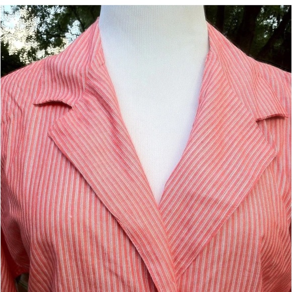 Vintage Double Breasted Red Striped Cotton Blazer/Top - Picture 4 of 10